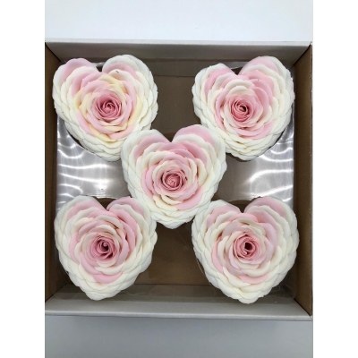 Trandafiri de sapun 15 cm heart white pink